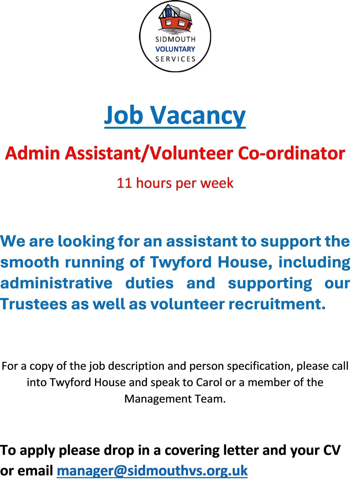 Vacancy for Administration Assistant